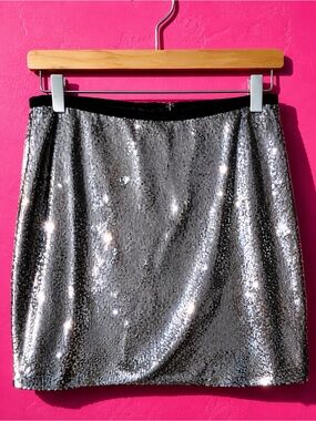 Silver Sequin Mini Skirt Y2K Party